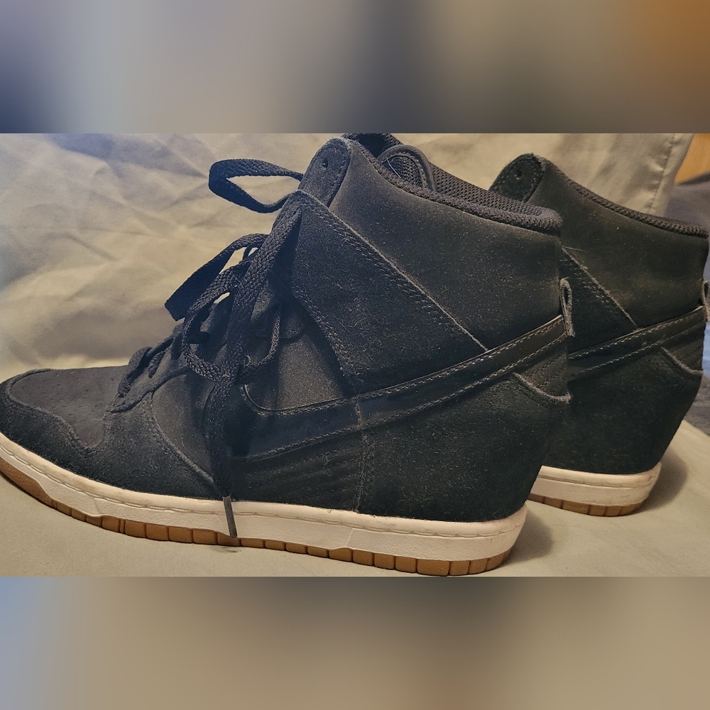 Nike Women Dunk Sky Hi Black/White GUM Hidden Wedge Sneakers Shoes
